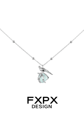 FXPX燕子萤石纯银项链女小众设计高级感吊坠女清冷感冷淡风锁骨链