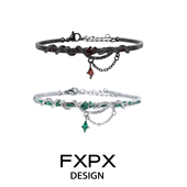 FXPX 原创设计黑白蛇形手镯暗黑风小众设计高级感手环2025新品