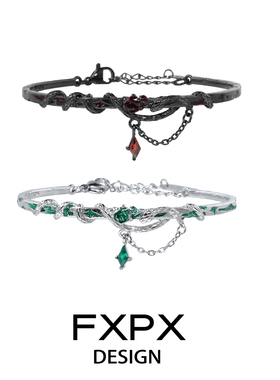 FXPX 原创设计黑白蛇形手镯暗黑风小众设计高级感手环2025新品
