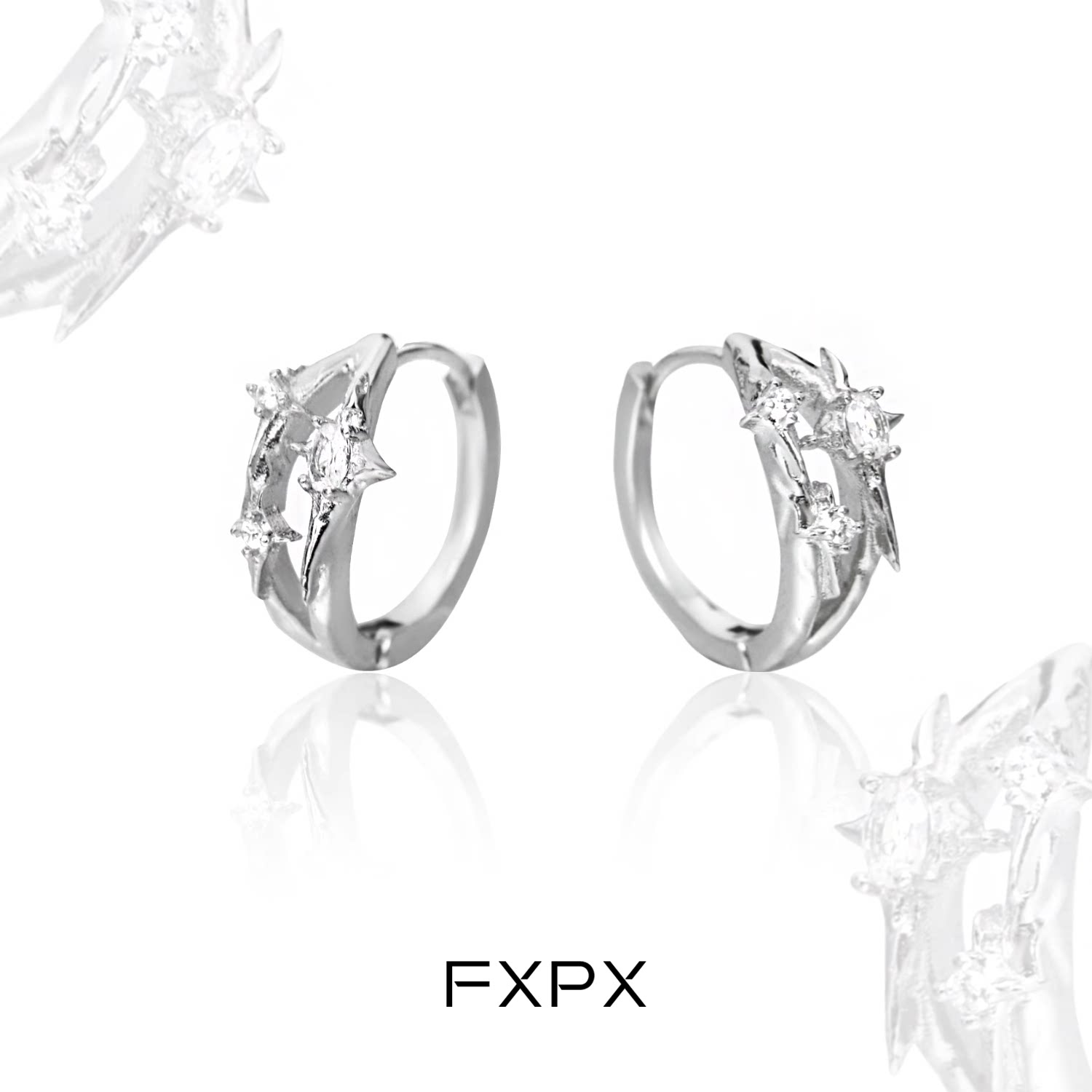 FXPX四芒星耳扣耳环轻奢高级感耳钉小众百搭锆石耳环耳饰