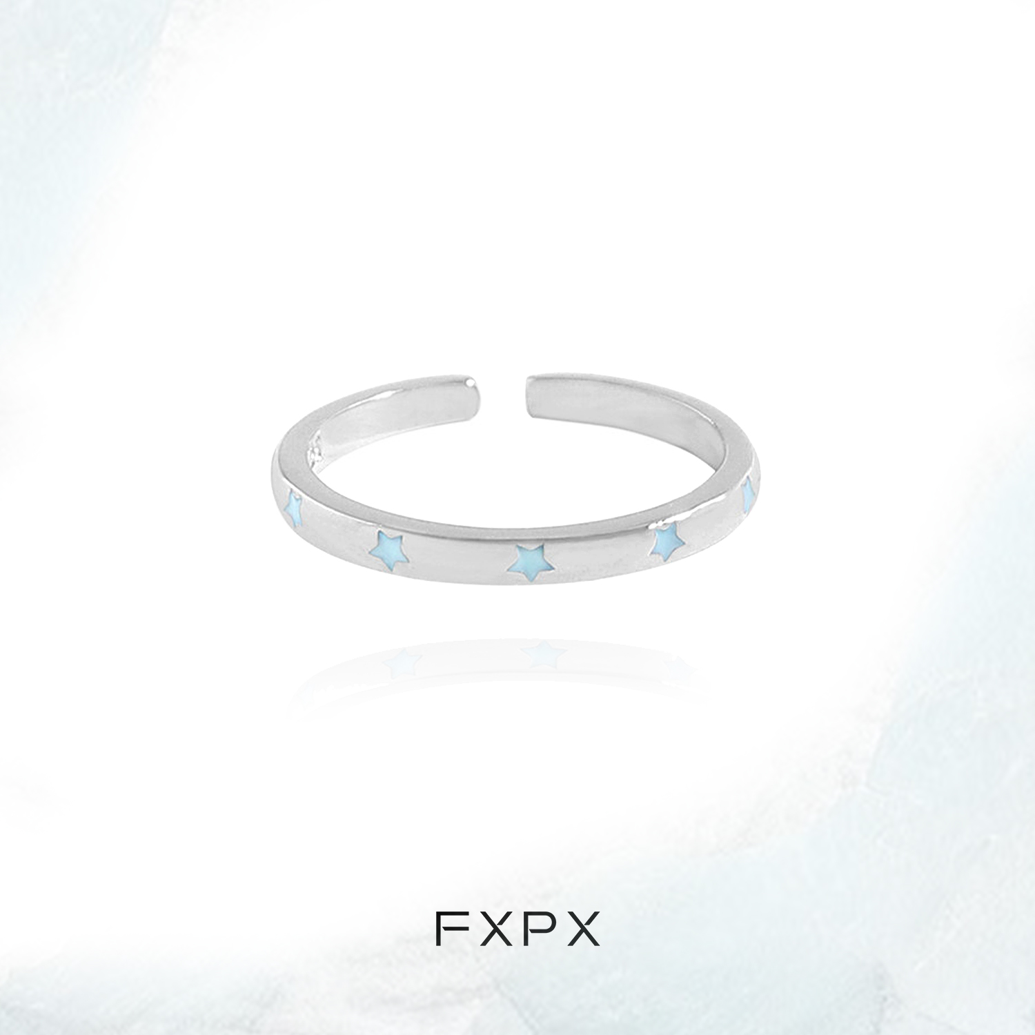 FXPX 纯银不掉色星空戒指女小众简约素圈轻奢高级感开口可调节