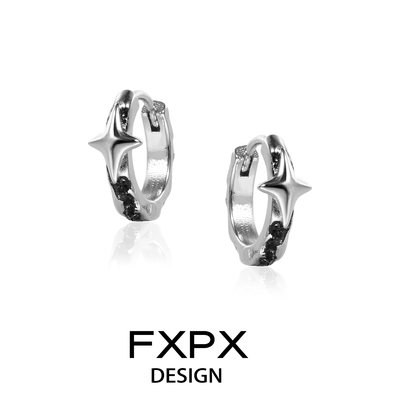 FXPX 原创暗黑四芒星耳环小众高级感耳饰欧美哥特风耳扣耳圈耳钉