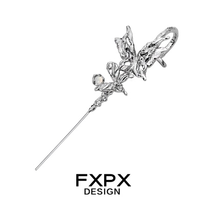 FXPX/蝶栖系列 原创蝴蝶穿刺耳针小众设计白玛瑙耳钉独特个性耳桥