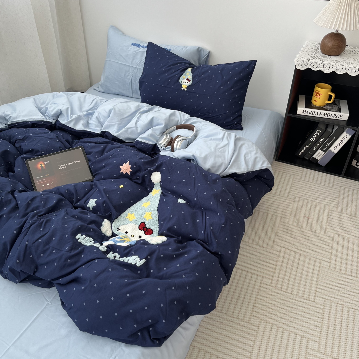 简约ins风可爱KT毛巾绣四件套