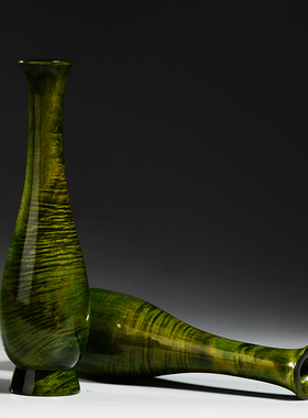 金丝楠木花瓶摆件大叶楠实木客厅家居中式覆古插干燥花乔迁商务礼