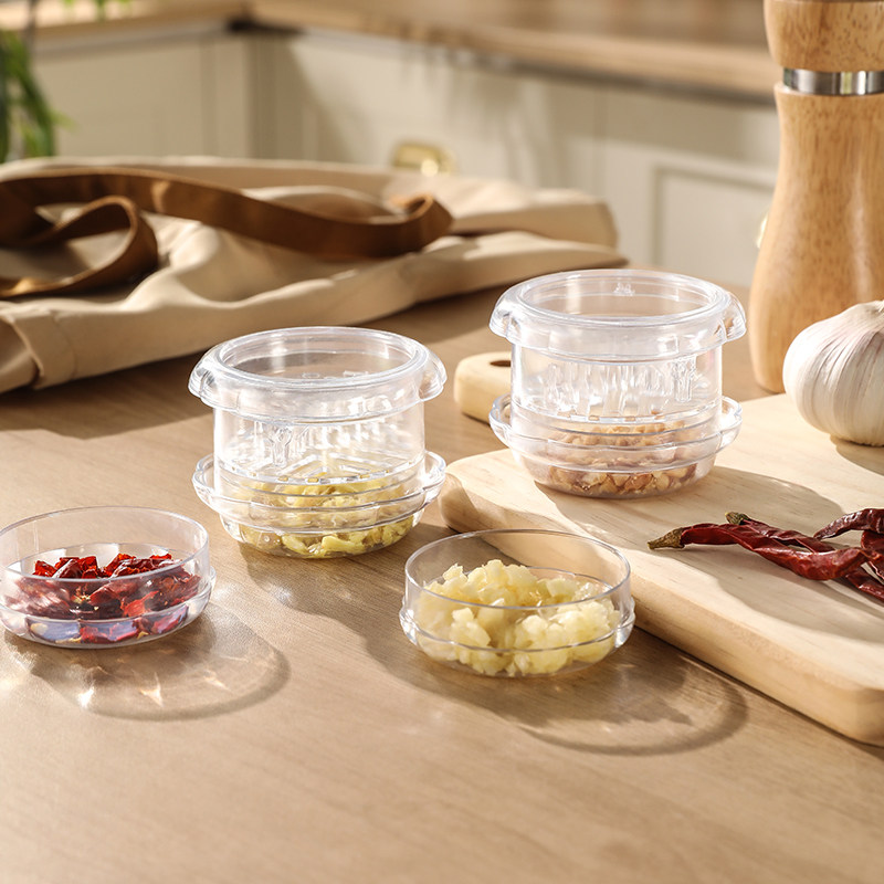 手动压蒜器家用切姜夹蒜蓉透明旋转捻蒜器捣蒜泥器蘑姜蓉器剥蒜器