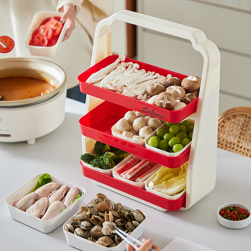 厨房多功能备菜架放菜收纳盒多层台面置物架火锅配菜神器家用托盘