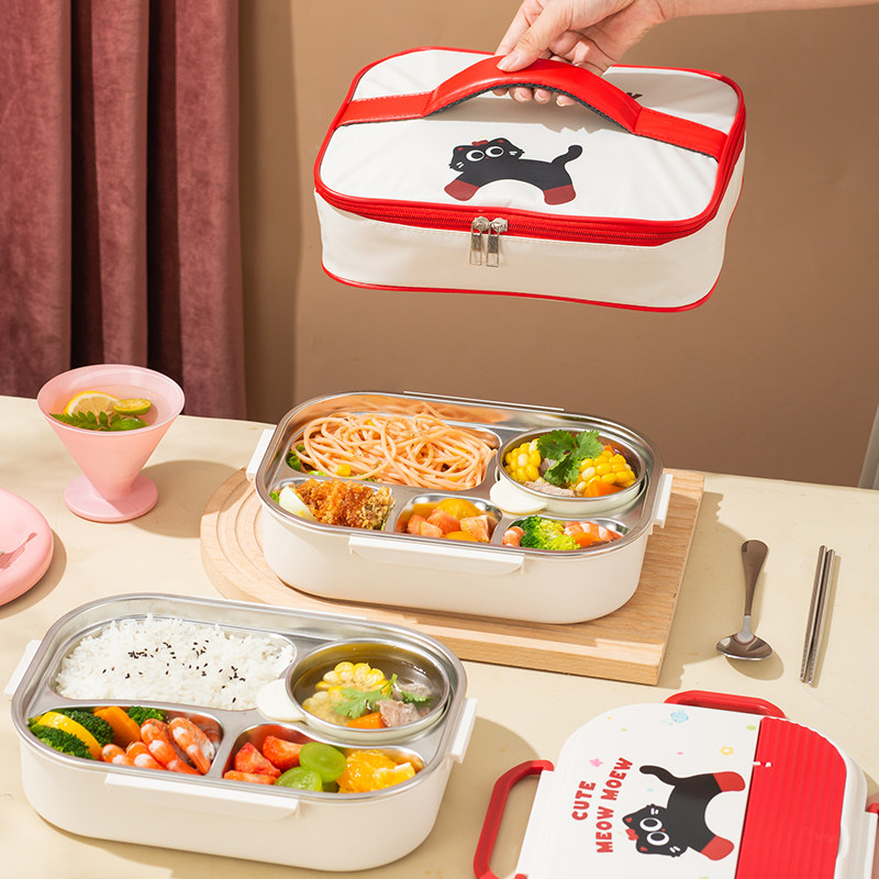 多巴胺饭盒分隔式304不锈钢学生打饭高颜值可爱微波炉可加热餐盒