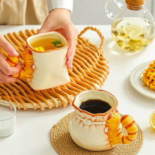 可爱猫咪陶瓷马克杯水杯咖啡杯家用茶杯早餐杯牛奶杯情侣杯