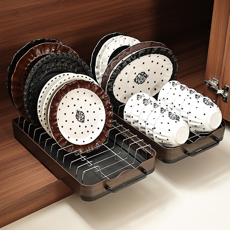 放抽屉式碗盘子中古风橱柜沥水