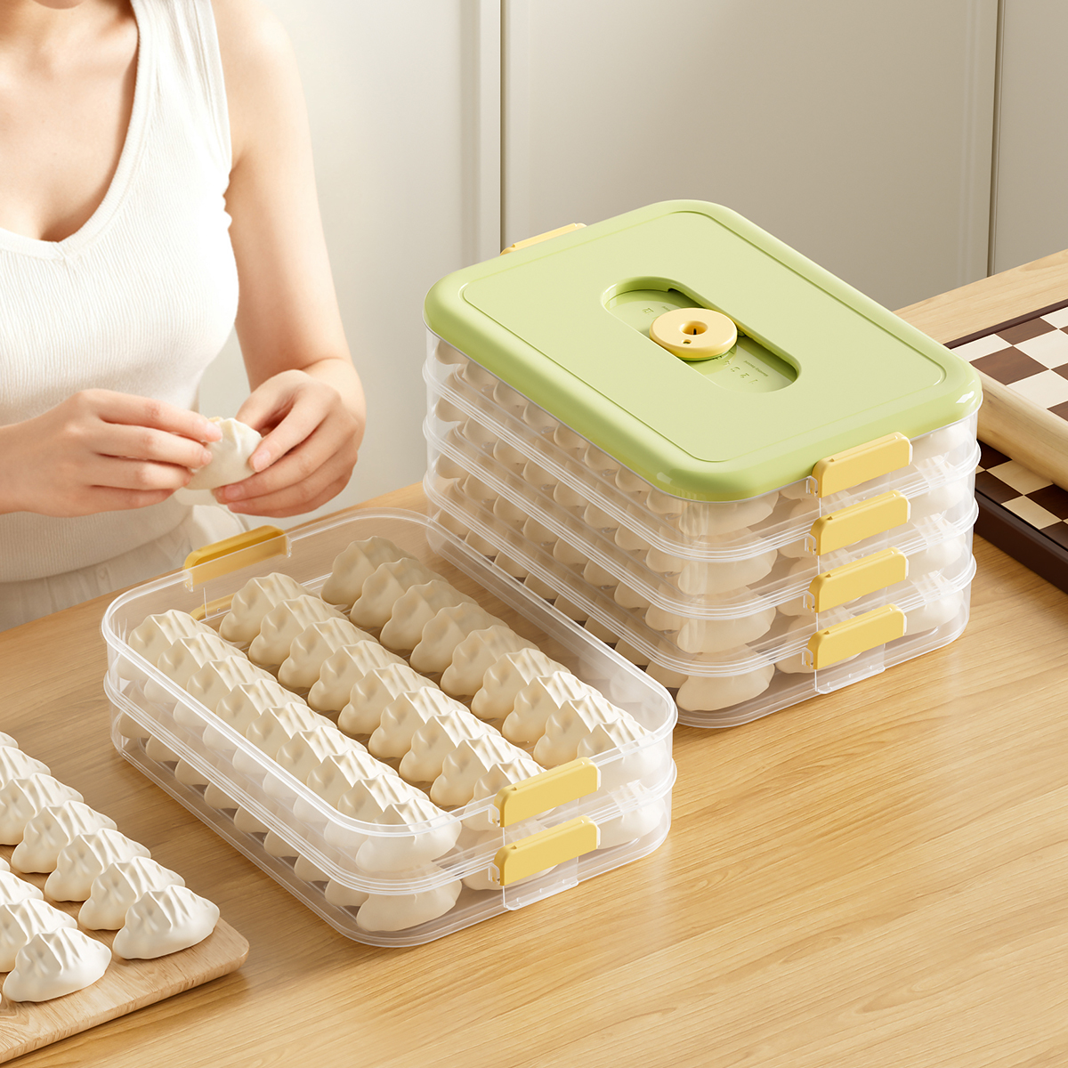 饺子冷冻盒收纳盒冰箱用食品级馄饨水饺速冻专用托盘保鲜盒大容量