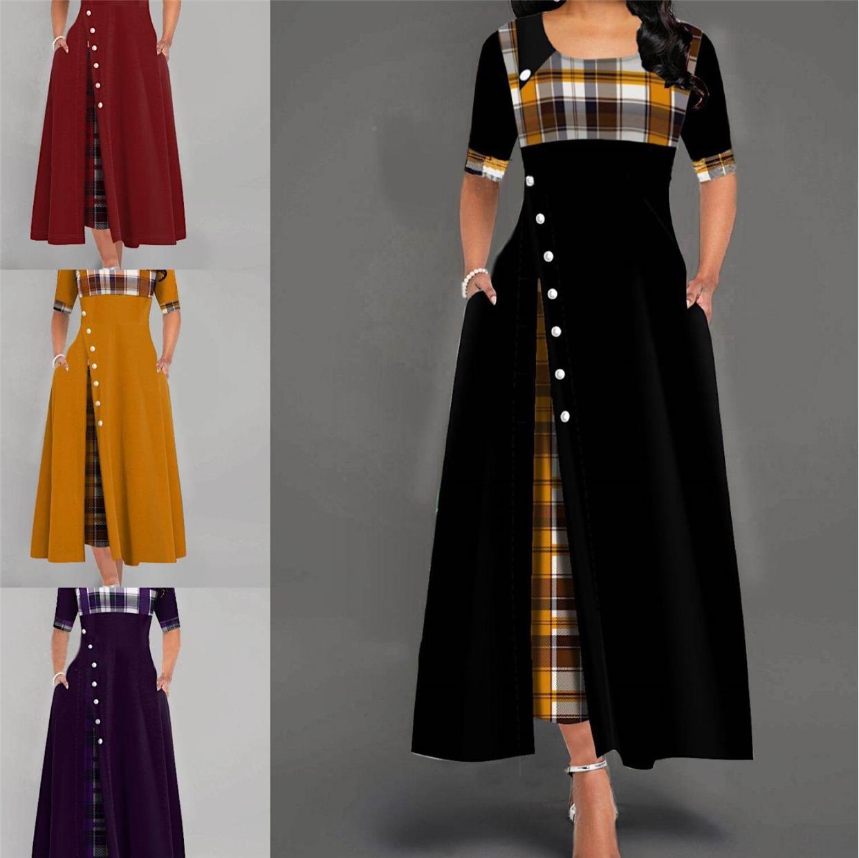 M-5XL women dress 2019autumn retro plus size lady long skirt