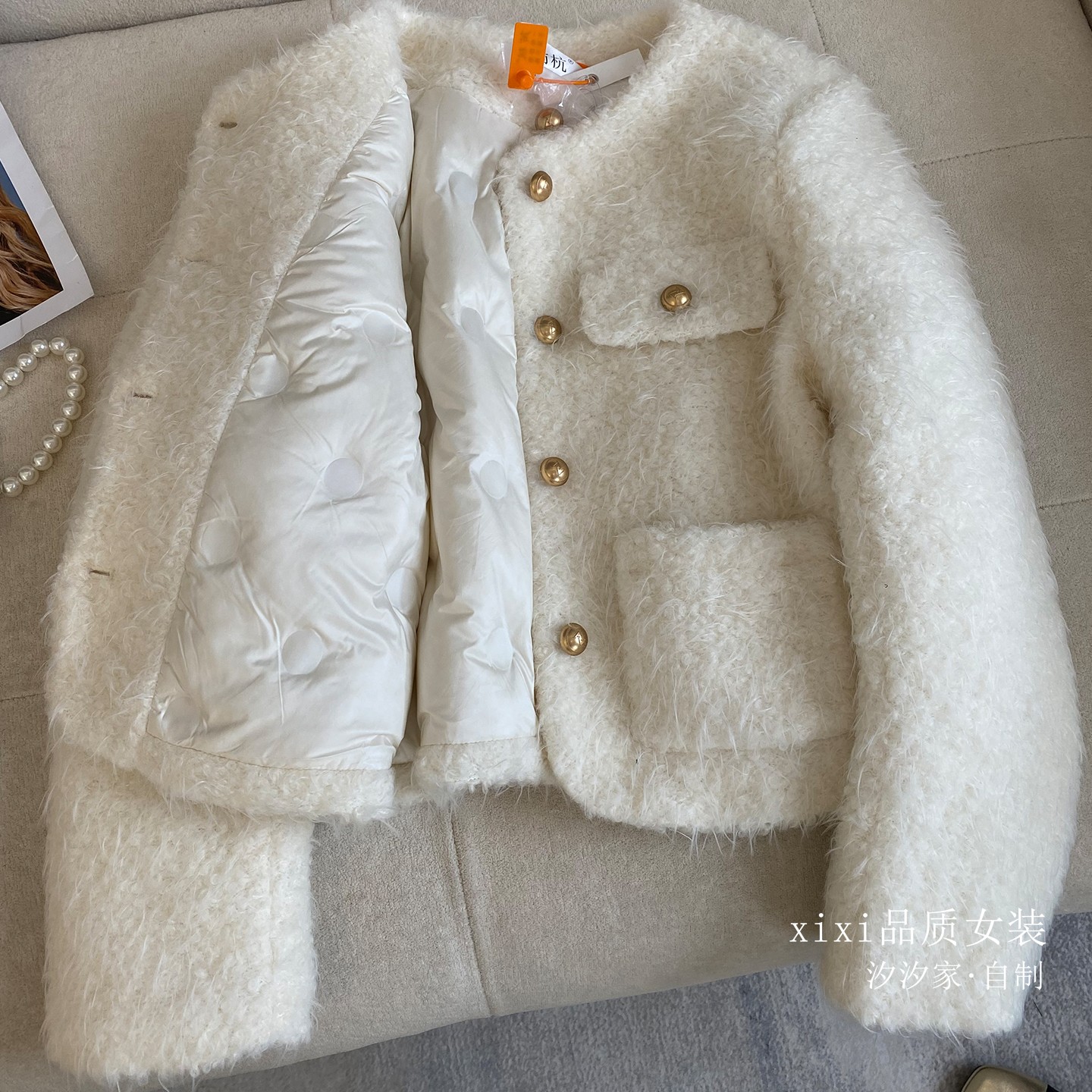 小香风羊羔毛羽绒服女冬