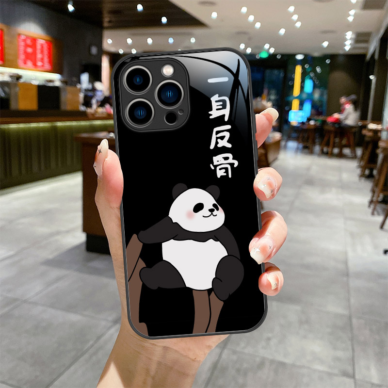 可爱奶茶熊猫定制卡通适用红米note14手机壳13Rpro新款玻璃壳note12全包防摔k80创意K60至尊网红K50pro保护套