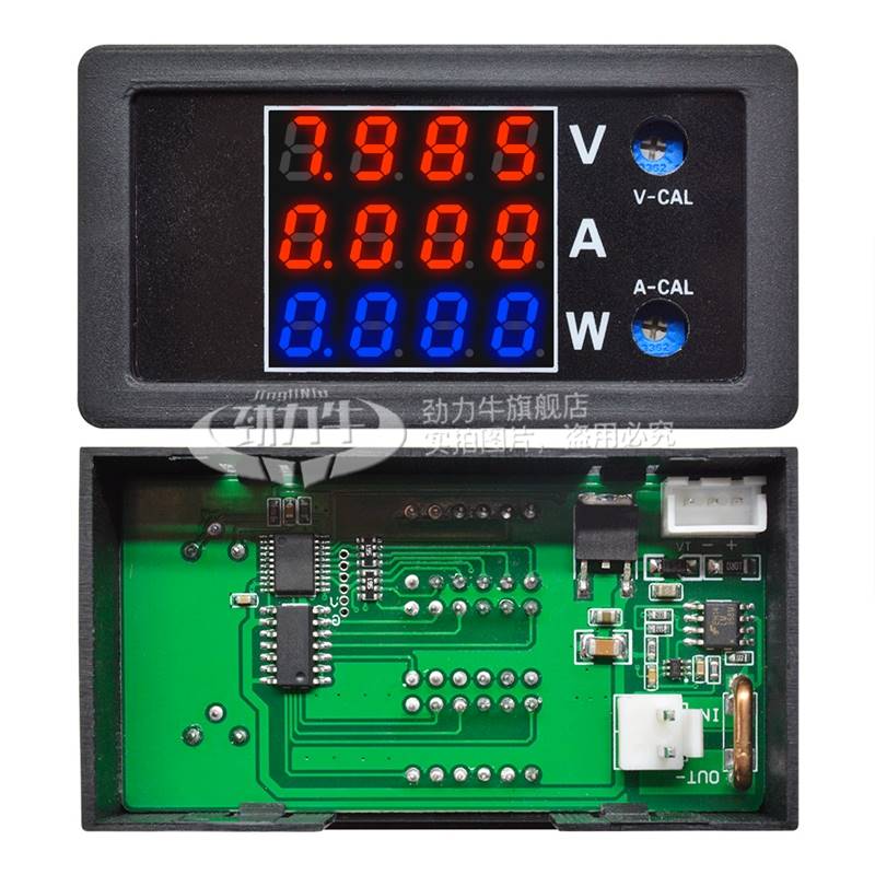DC0-100V 10A LED直流三显示数字电流电压表 功率表4位高精准表头