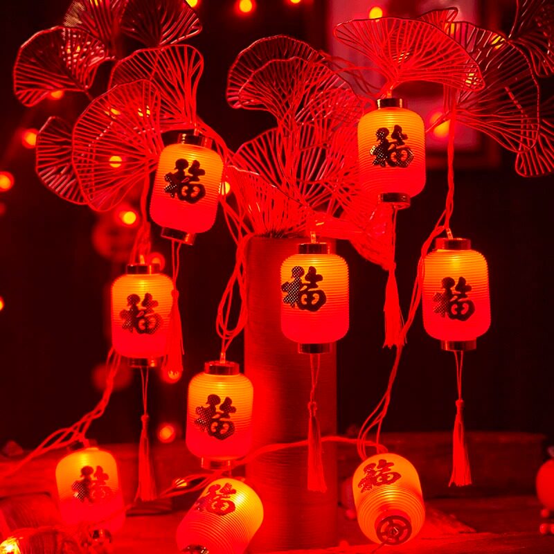 新年家用过年红灯笼太阳能免插电新年小彩灯元旦春节装饰灯