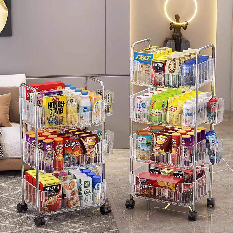 亚克力零食置物架落地多层透明可移动小推车卧室客厅多功能收纳架,收纳整理,整理架/置物架/收纳架,淘宝优惠券,粉丝福利购,淘宝优惠卷