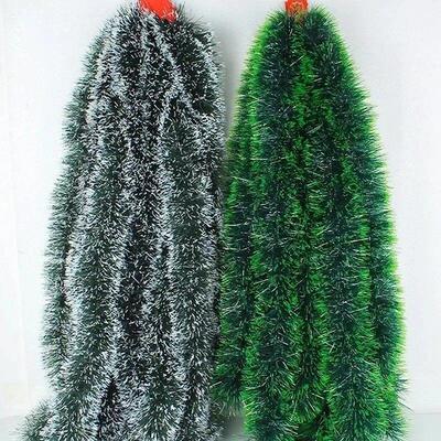 Christmas Tinsel Ribbons Garland Green Cane Wreath Tree