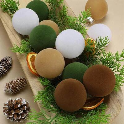 2.4 Inch Velvet Christmas Balls 12PCS Flocked Xmas Tree Hang