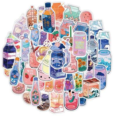 50PCS Cute Drink Aesthetic Stickers Cartoon Decal Scrapbook