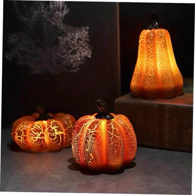 Halloween Resin Pumpkin Lamp DIY Creative LED Warm Lantern