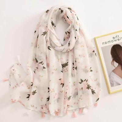 Cotton Scarf Women Large Shawls Echarpe Print Tassel Scarve