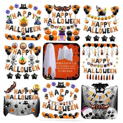 Halloween wreath for front door decoration hanging skull pum