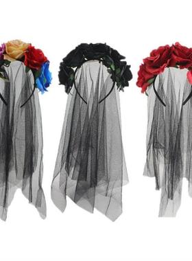 Halloween Day Of the Dead Headband Bride Veil Fancy Dress