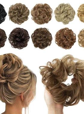Synthetic Hair Bun Extensions Messy Curly Elastic Hair Scrun