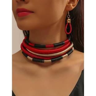 choker necklace 夸张编织女项炼拼色项圈 women african