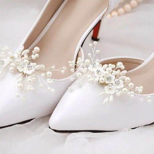 Shoe Clip Simulated Floral Beads Elegant DIY High Heel