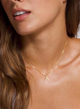 26 English letter necklace 26英文字母项链盒子链吊坠锁骨链