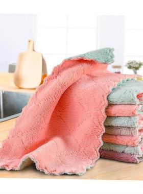 Double-layer Absorbent Microfiber Kitchen Dish Cloth towel