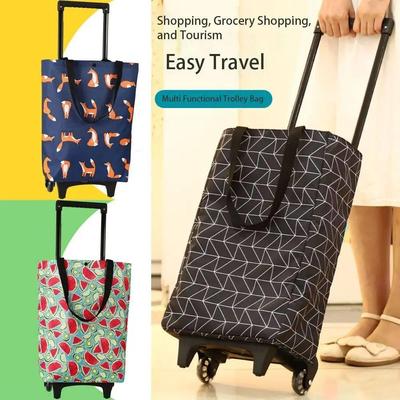 Trolley Bag Collapsible Shopping Cart with Wheels Reusable