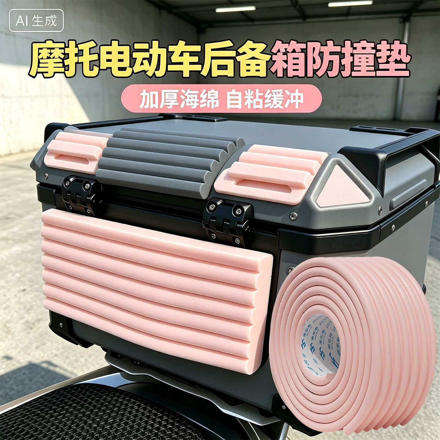 摩托车后备箱靠背缓冲软垫电动车后尾箱防磕碰海绵垫防颠簸后背垫