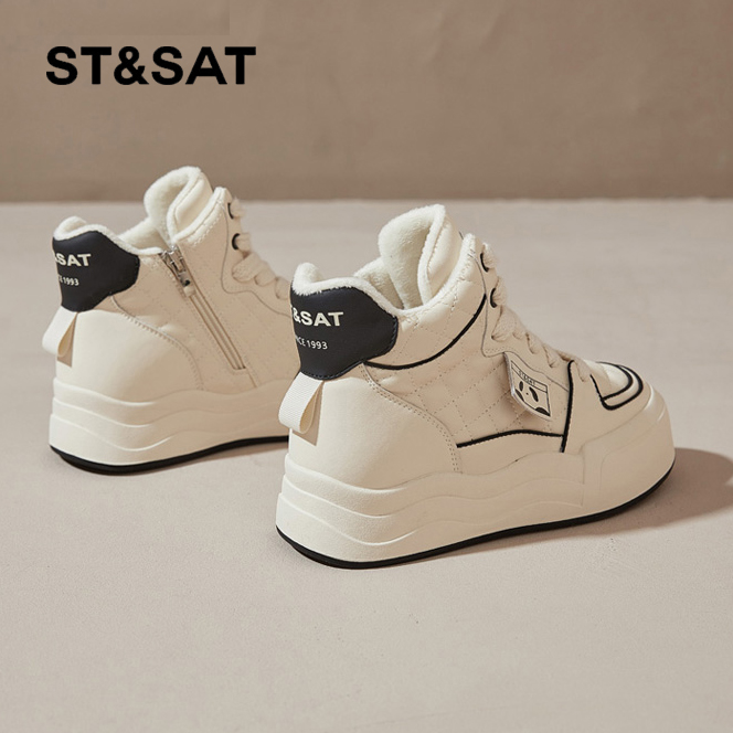 STSAT雪地靴冬季棉鞋真皮靴子