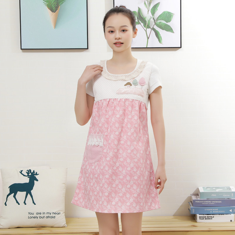 围裙家用厨房纯棉韩版可爱时尚做饭罩衣工作服田园透气女背心式