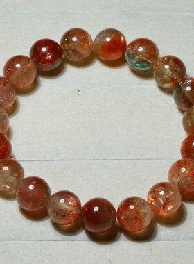 天然阿鲁沙共生水晶手链坦桑尼亚绿柱石金草莓晶手串礼物饰品男女