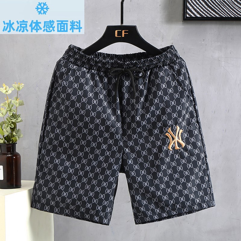 夏季男装五分裤潮流休闲薄款刺绣沙滩裤外穿运动大裤衩子男士短裤