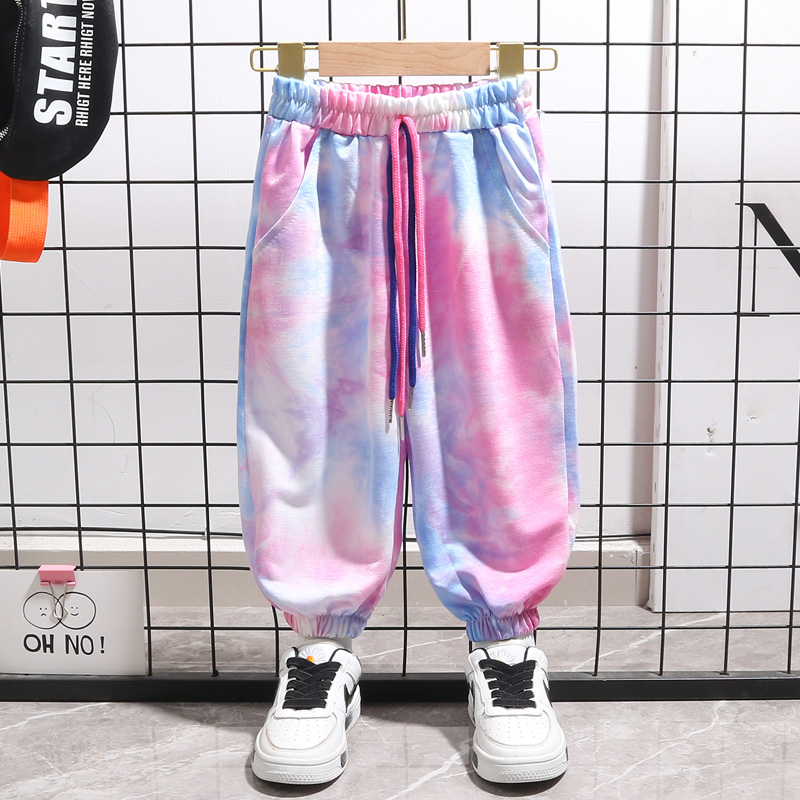 儿童裤子夏季薄款扎染宝宝夏装小童炸街帅气时髦潮女童男童防蚊裤