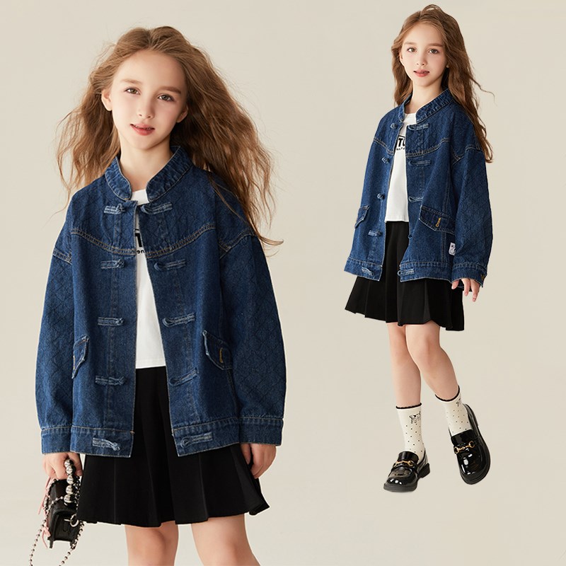 童装春秋女童新中式牛仔外套秋装2025时髦上衣儿童宽松休闲牛仔衣