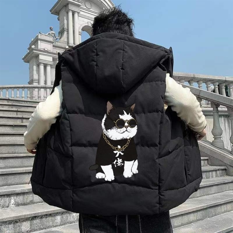 2023秋冬男士新款休闲外搭背心修身时尚坎肩羽绒棉衣背心马夹外套