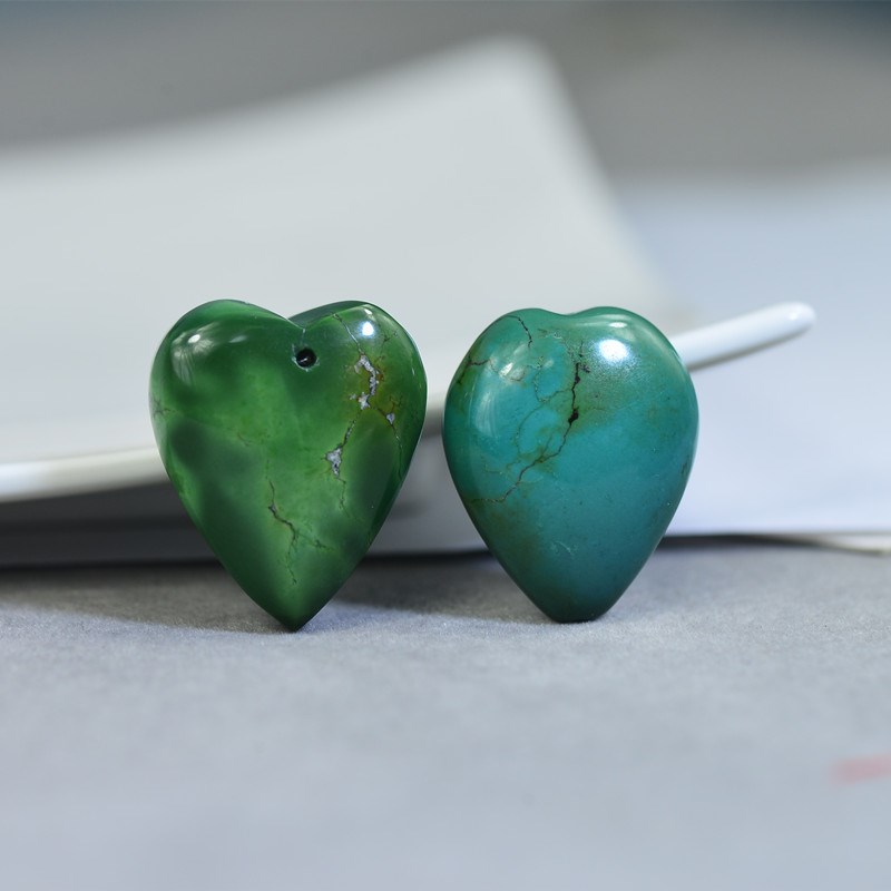 湖北原矿天然绿松石吊坠 无优化心形挂坠精细打磨项链吊坠送挂绳