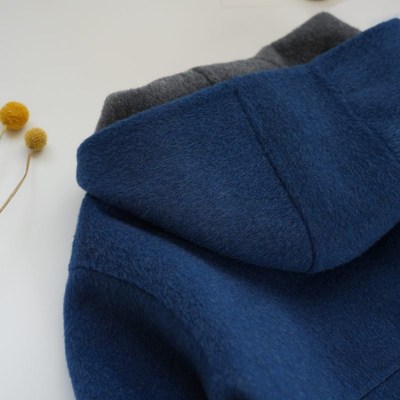 儿童秋冬新款小个子双面羊绒大衣男童女童中长款加厚连帽呢外套韩