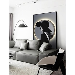 艺术led灯带人物装饰画现代轻奢玄关挂画客厅沙发落地画简约壁画
