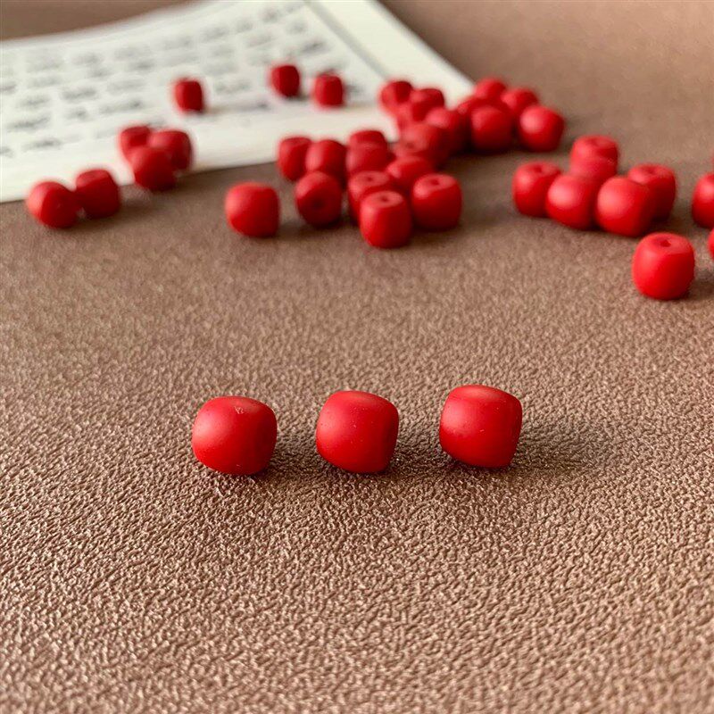 西藏雪巴珠红色老琉璃珠子多宝古董文玩配珠佛念珠手串天珠配饰