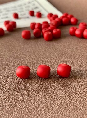 西藏雪巴珠红色老琉璃珠子多宝古董文玩配珠佛念珠手串天珠配饰