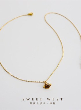 甜西士多/星际穿越.虎眼石行星锆石吊坠项链精致简约锁骨链小众女