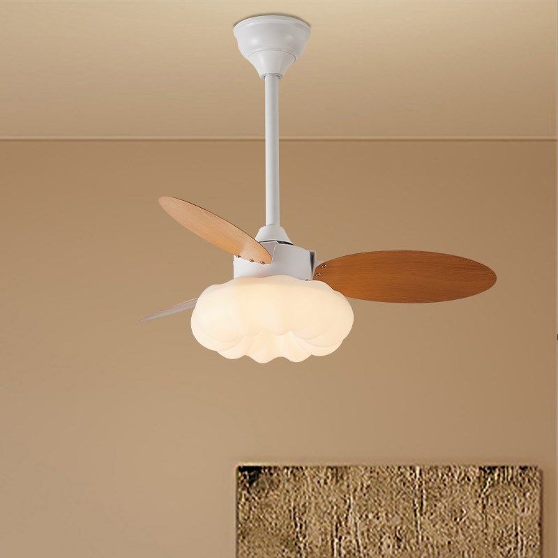 奶油云朵原木风扇灯南瓜女儿童房卧室简约吊扇灯一体餐厅日式灯具,家装灯饰光源,风扇灯,淘宝优惠券,粉丝福利购,淘宝优惠卷