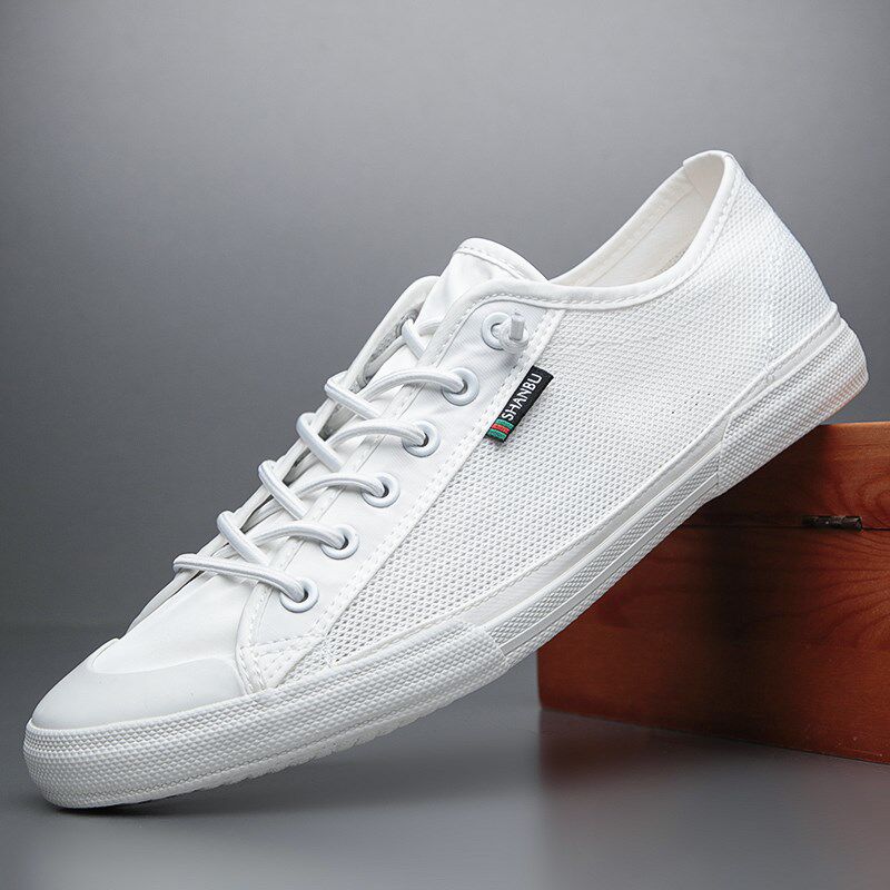 潮牌网面透气帆布鞋男士2025新款夏季男鞋百搭网鞋软底休闲小白鞋